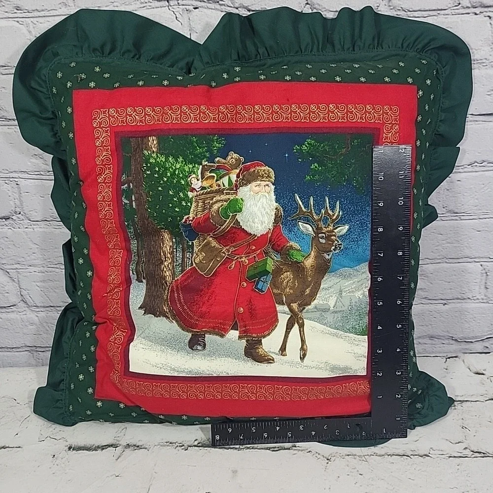 Vintage Christmas Santa Old World Throw Pillow‎ Handmade Decor